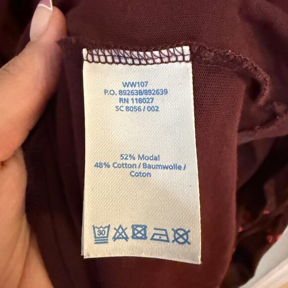 Boden Cressida Faux Wrap Dress 3/4 Sleeves Burgundy Polka Dot Print Size 14 LONG - Picture 6 of 6